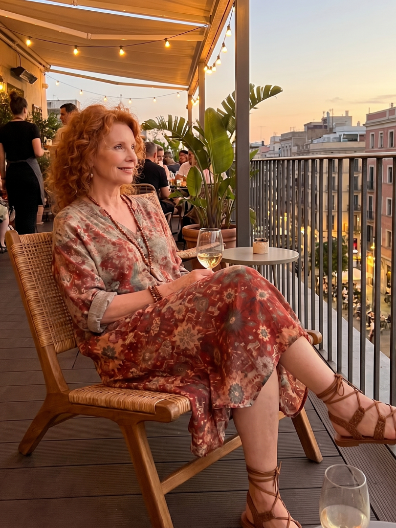 Safran | Robe Midi Relaxed à Poches et Motifs Mixtes