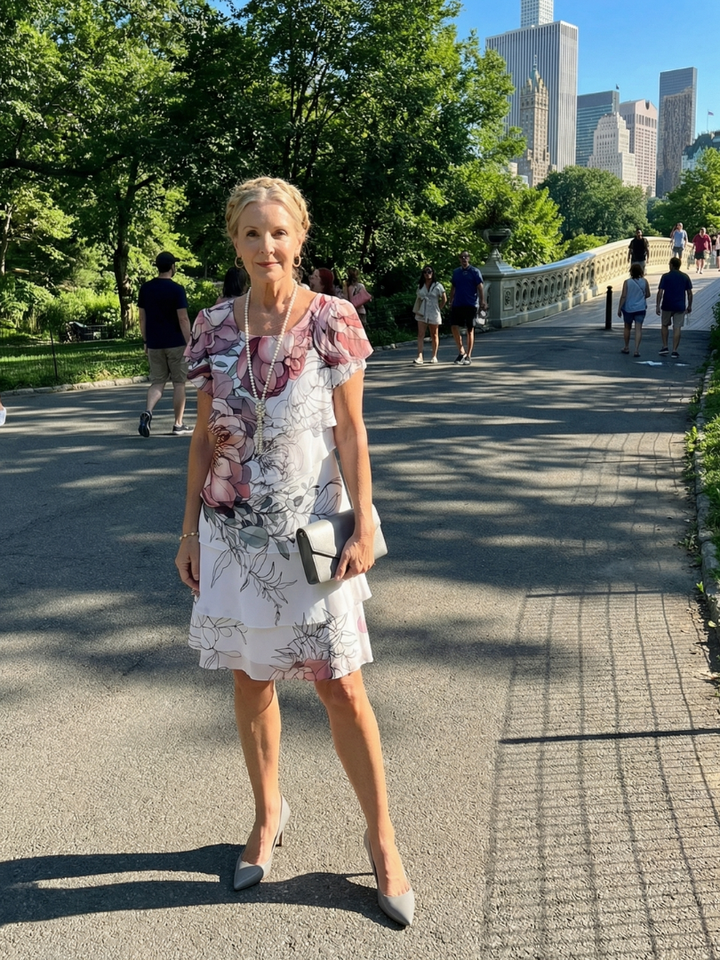 Kualani | Robe florale propre longueur genou