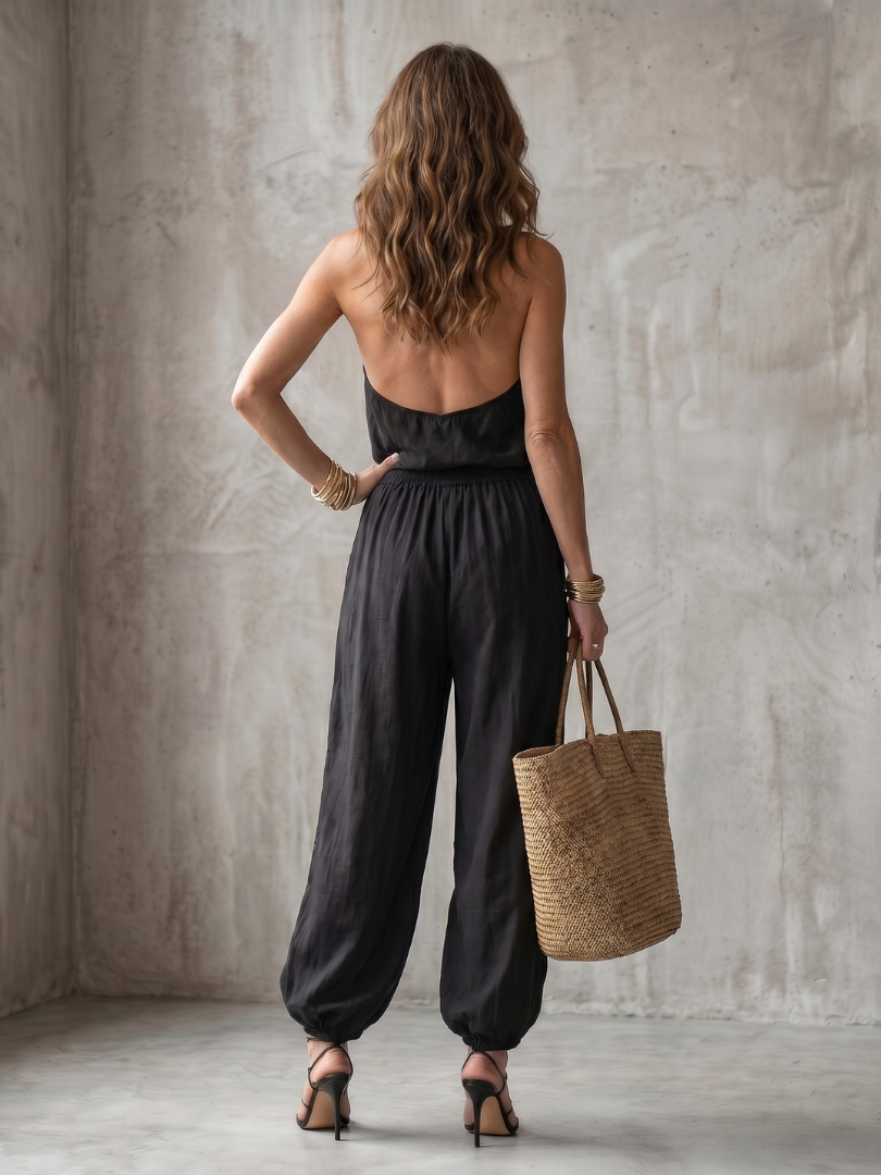 Yvaine | Haut fluide à col drapé et pantalon large