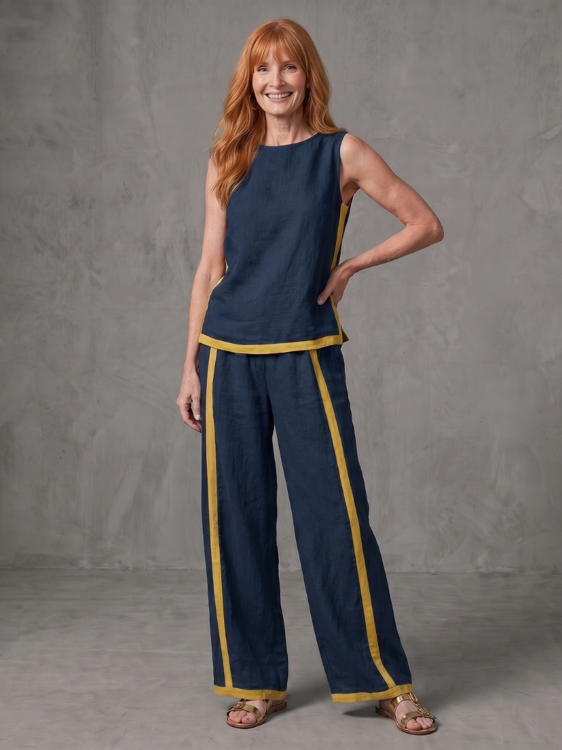 Inara | Ensemble Haut Sans Manches et Pantalons Large à Contraste