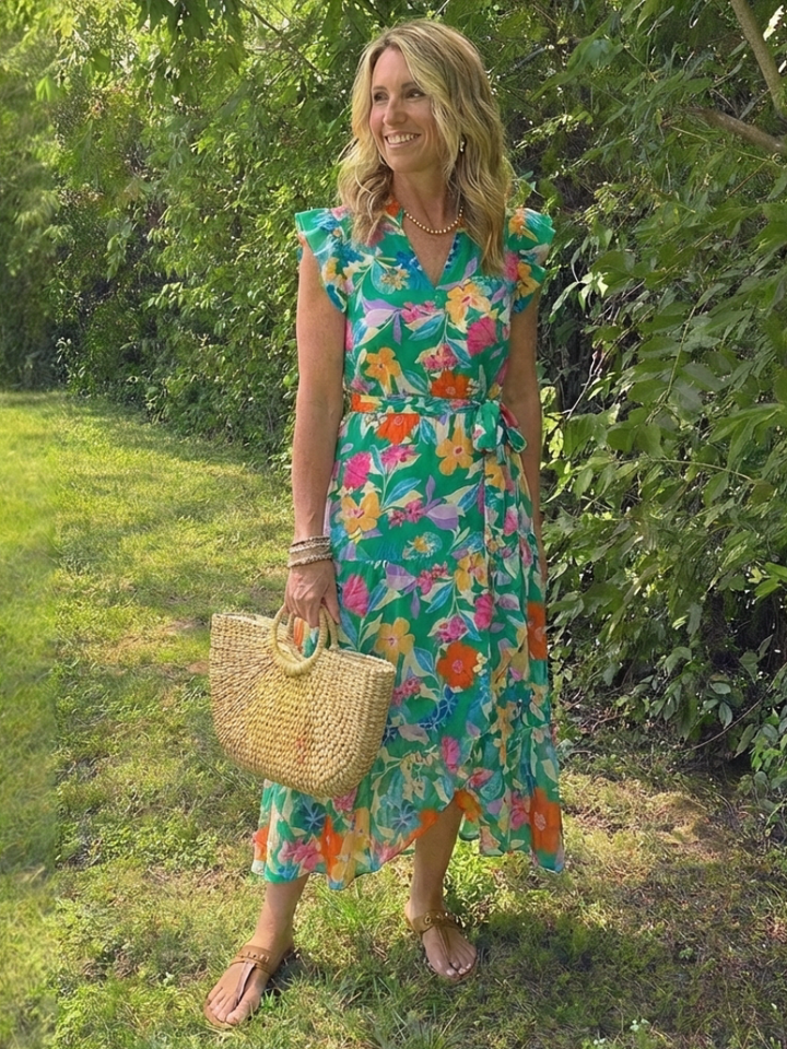 Lila | Robe Midi Évasée à Imprimé Floral