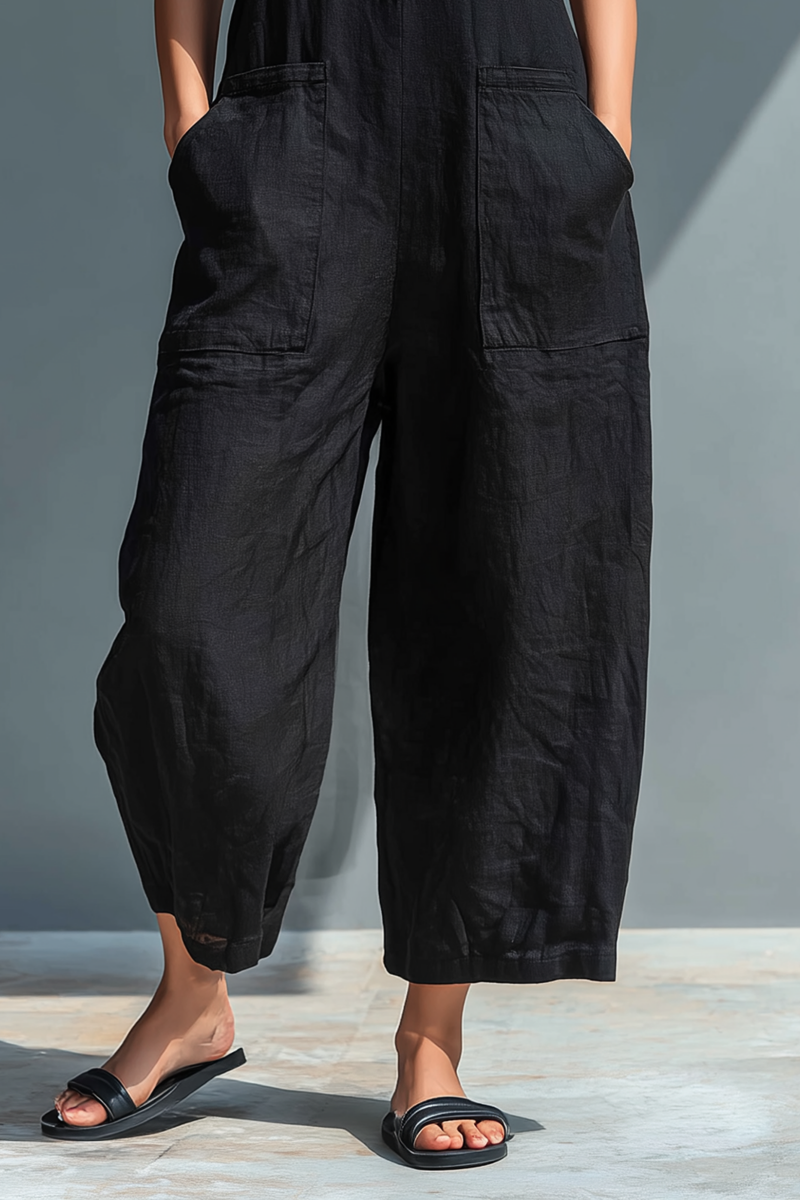 Eloïse™ | Combinaison minimaliste sans manches pour femme, avec col montant et patte boutonnée