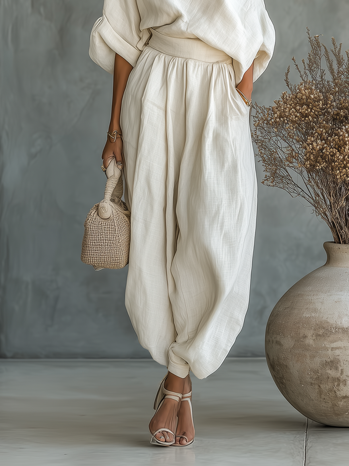 Lisa | Ensemble de Top Doux Off-Shoulder et Pantalons Ajustés