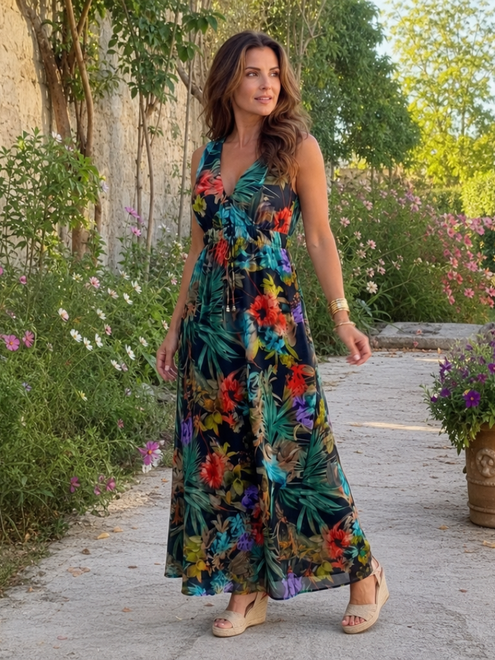 Zake | Robe Midi Sans Manches Taille Empire