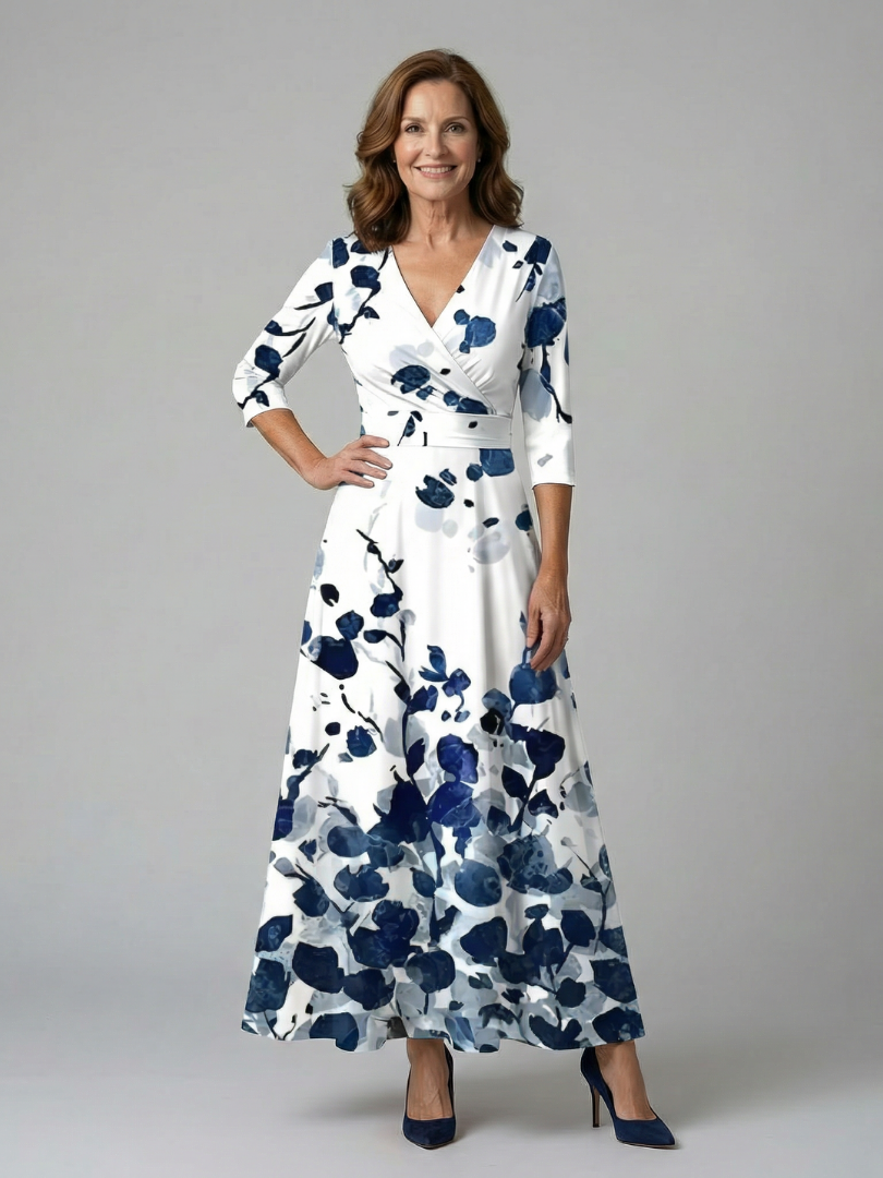 Celine | Robe Midi Croisée à Col Wrap