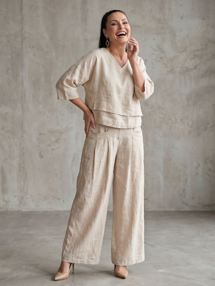 Rivière | Ensemble Top Superposé Pantalon Large