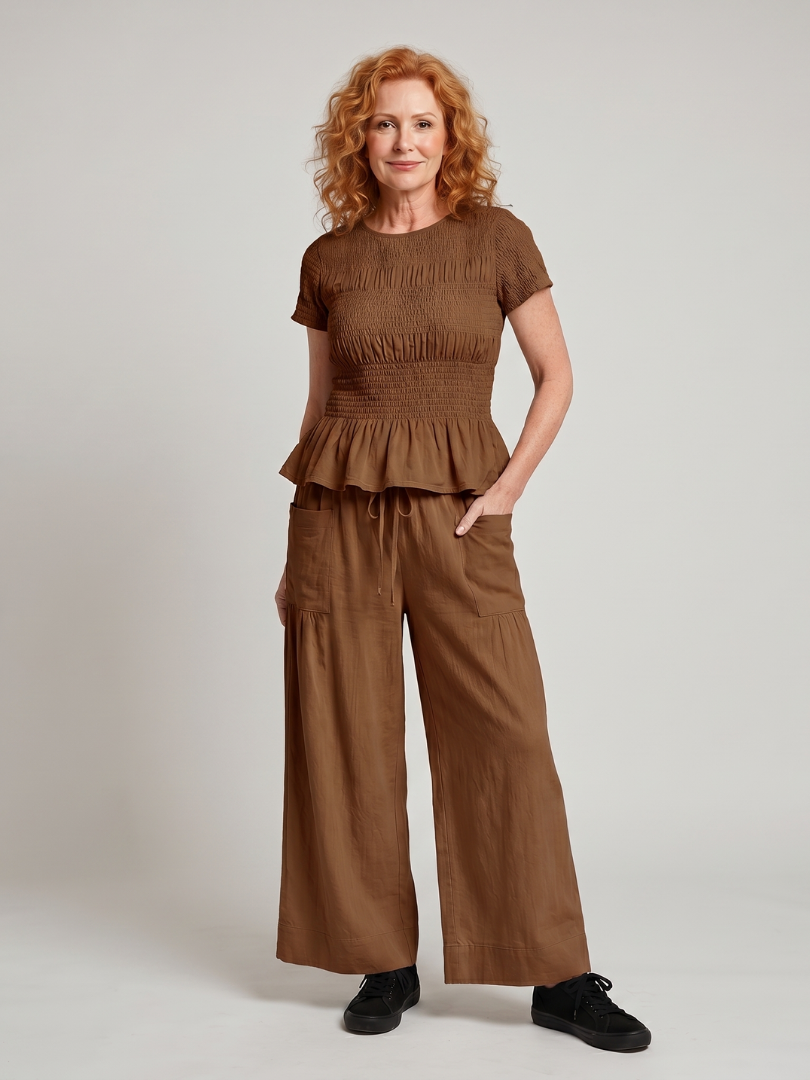 Eirenne | Haut à détails peplum et pantalon large