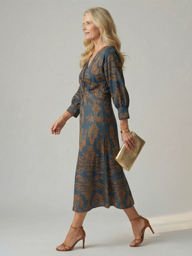Lune | Robe Midi Enveloppante Naturelle
