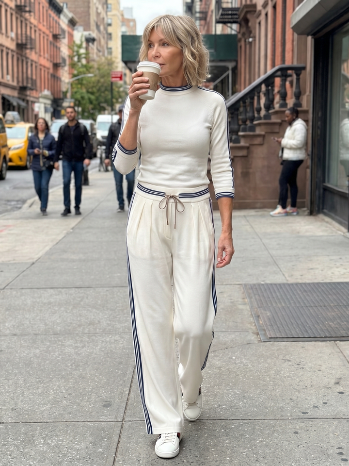 Eirlys | Ensemble haut à manches longues ajusté et pantalon large