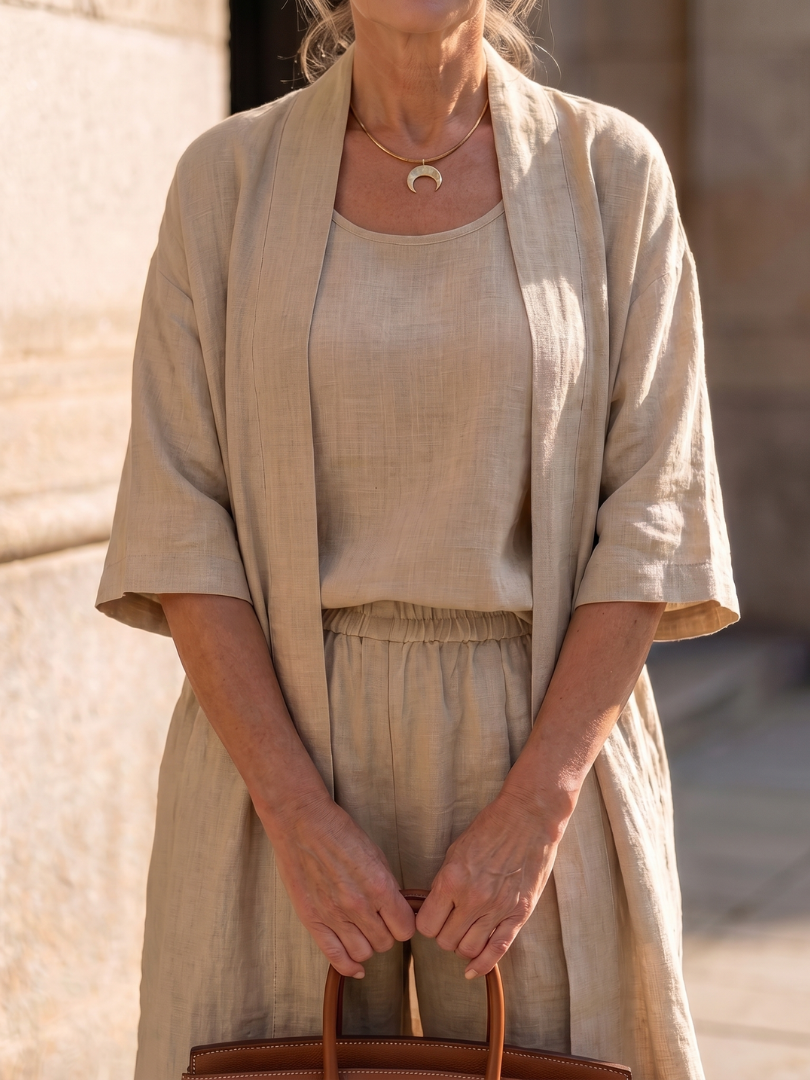 Yael | Ensemble de Haut et Pantalon Détendu en Trois Pièces