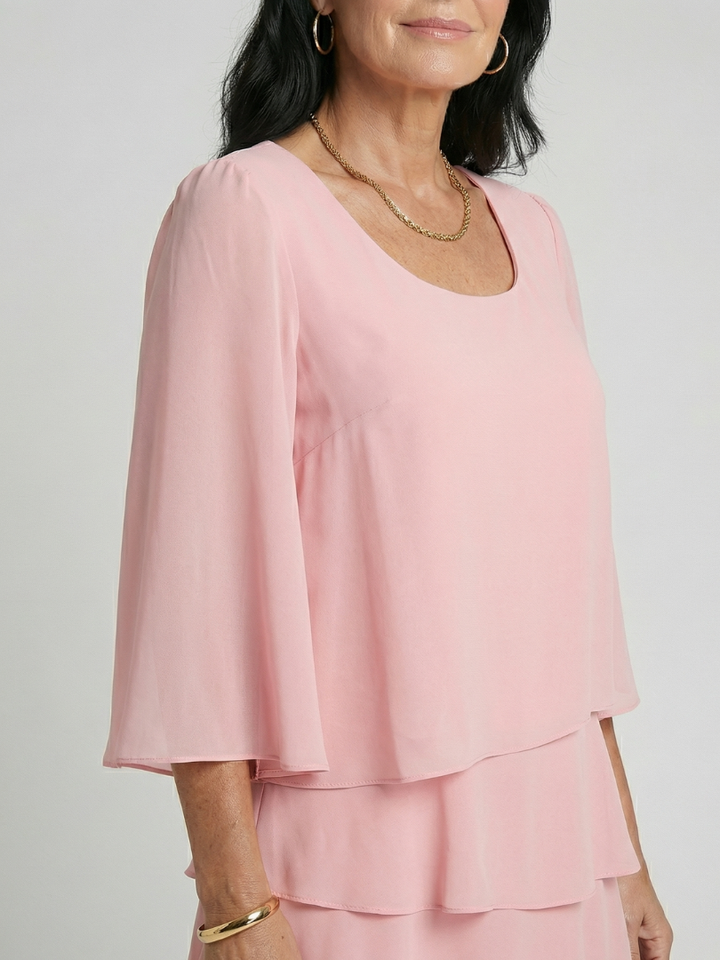Della | Robe à manches évasées superposées, longueur genou