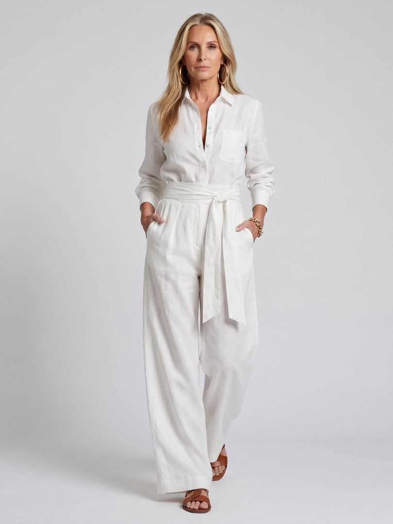 Jovie | Combinaison à manches longues avec boutons et jambes larges