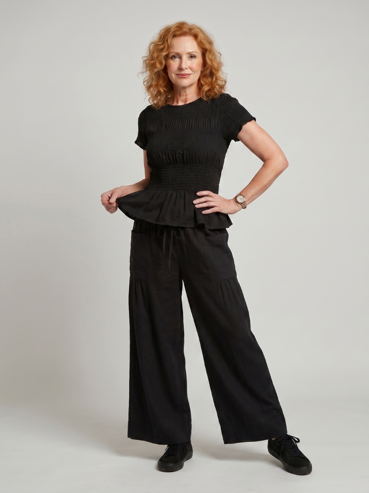 Eirenne | Haut à détails peplum et pantalon large