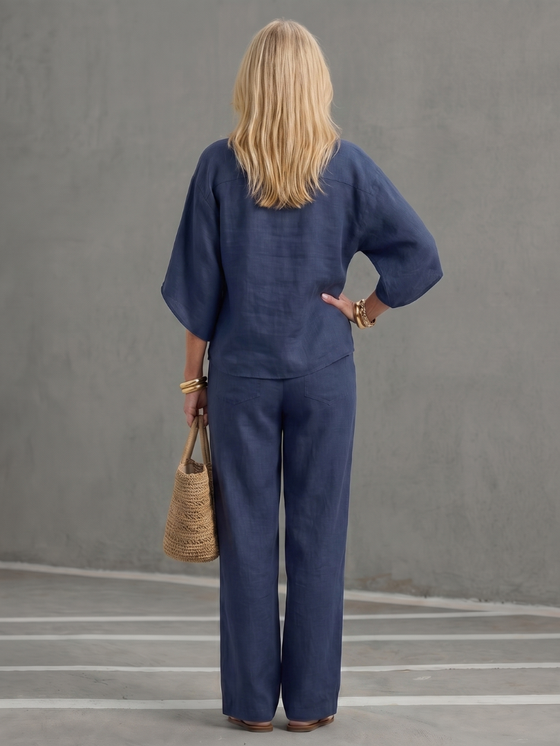 Amity | Ensemble tunique à boutons et pantalon décontracté