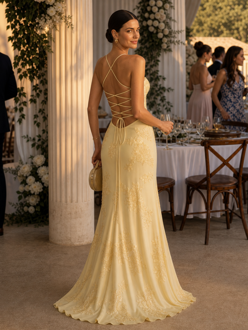 Danica | Robe Maxi à Bretelles Spaghetti et Corset