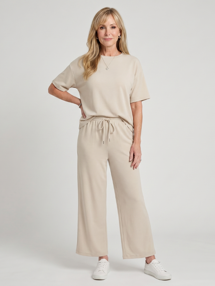 Wihel | Ensemble de Pantalon Droit à Taille Élastique et Manches Courtes