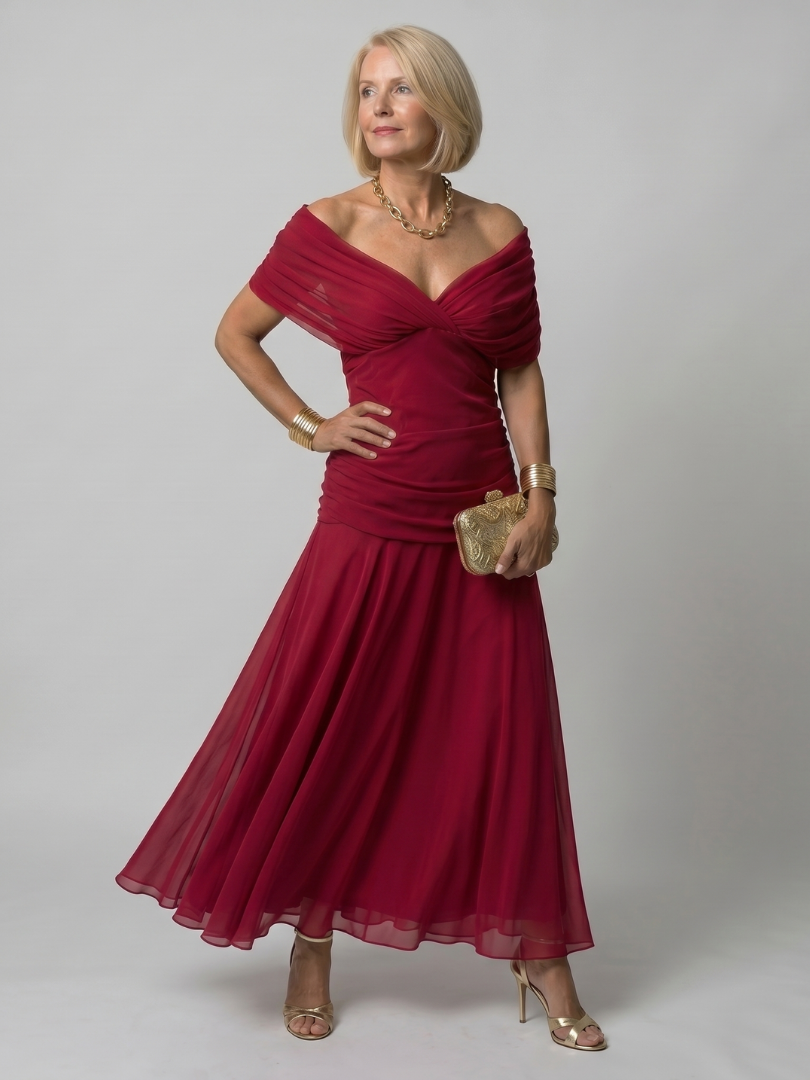 Calen | Robe Midi à Épaules Dégagées