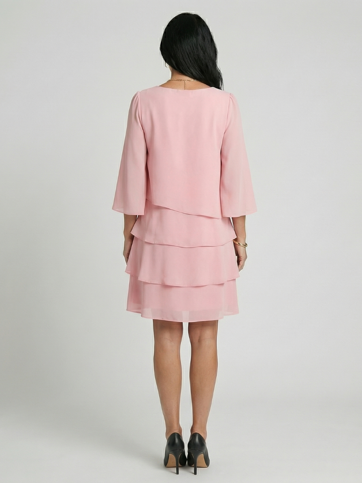 Della | Robe à manches évasées superposées, longueur genou