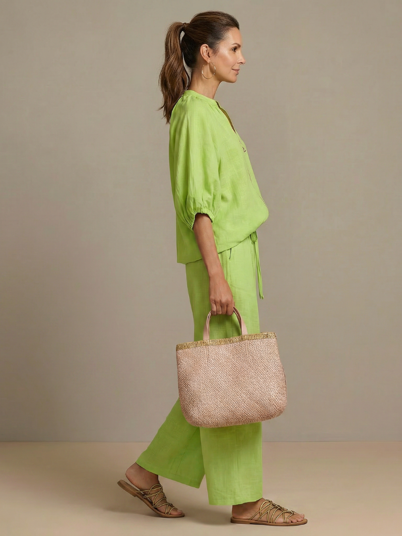 Natalia | Haut Blouson à Zip Avant Ensemble Pantalon Large