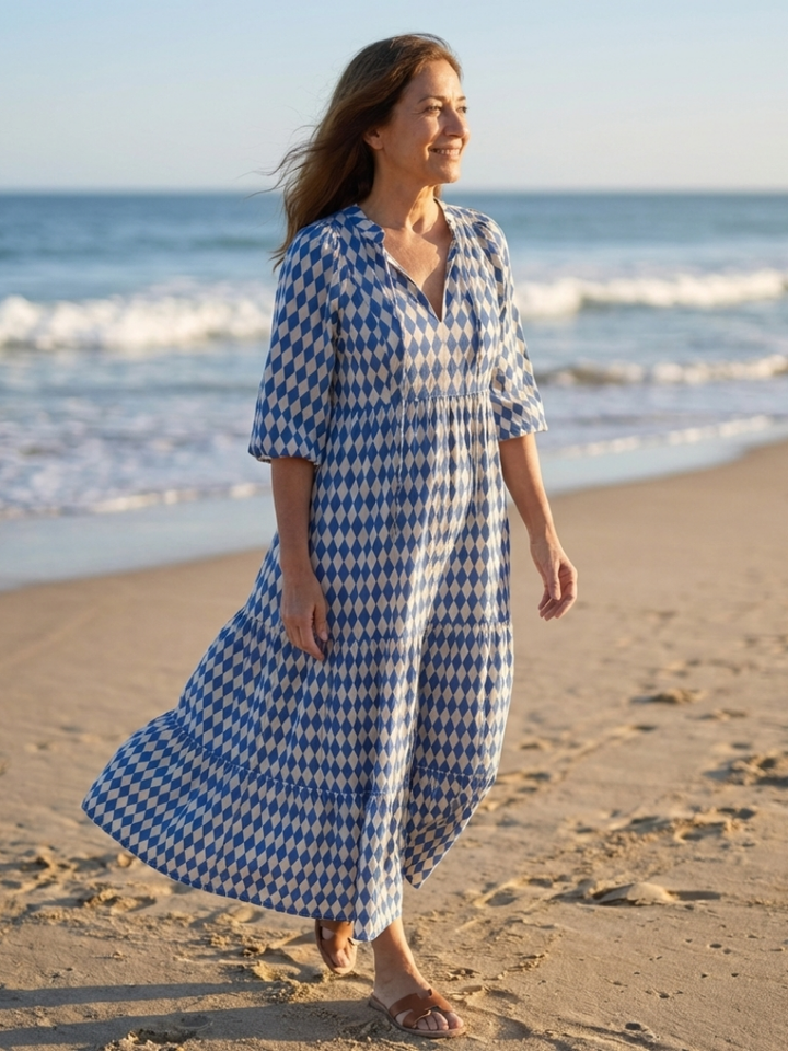 Elodie | Robe Midi à Imprimé Diamant