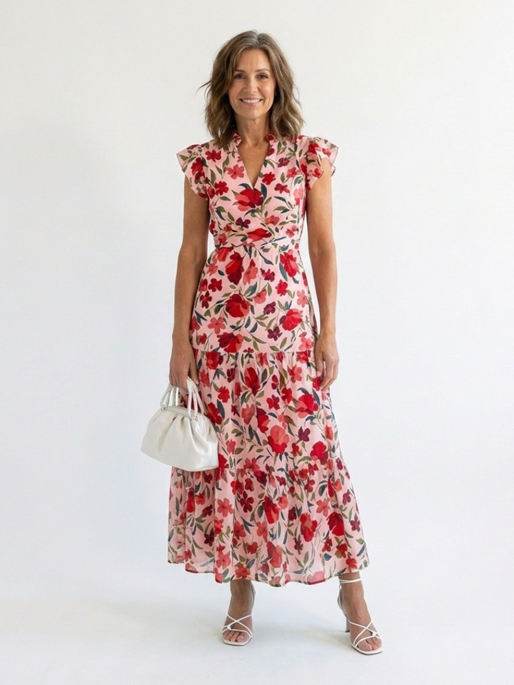 Lila | Robe Midi Évasée à Imprimé Floral
