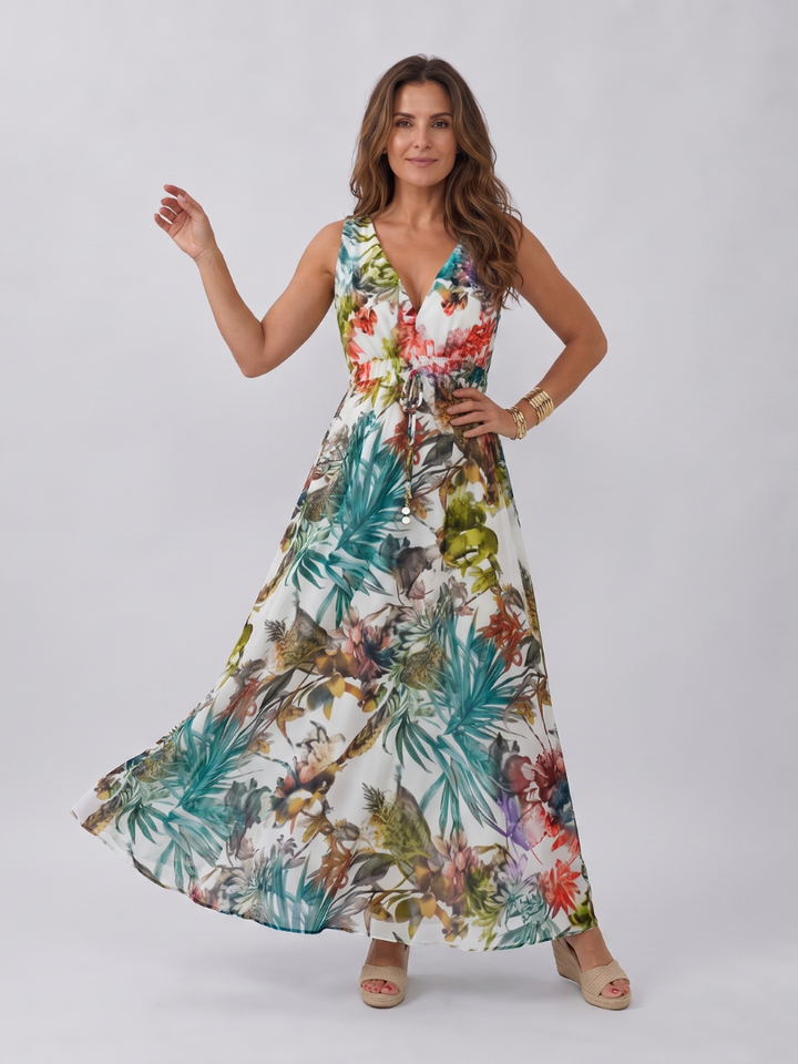Zake | Robe Midi Sans Manches Taille Empire