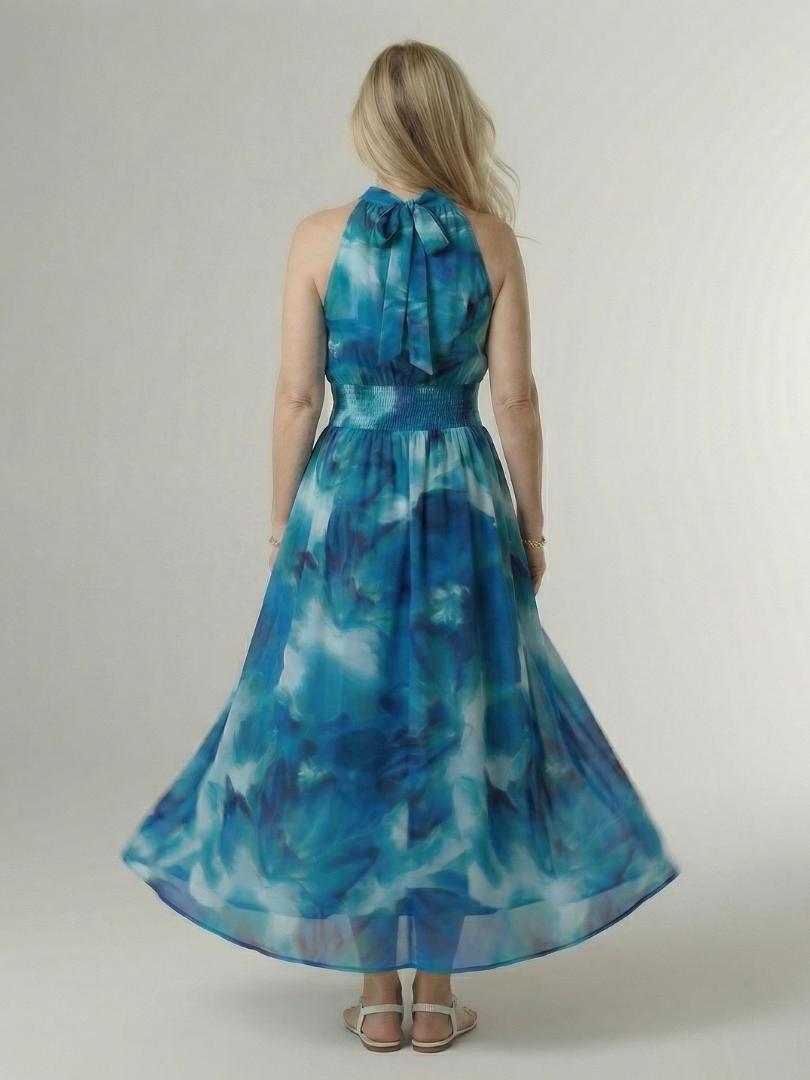 Sylin | Robe Midi à Encolure Halter Froncée