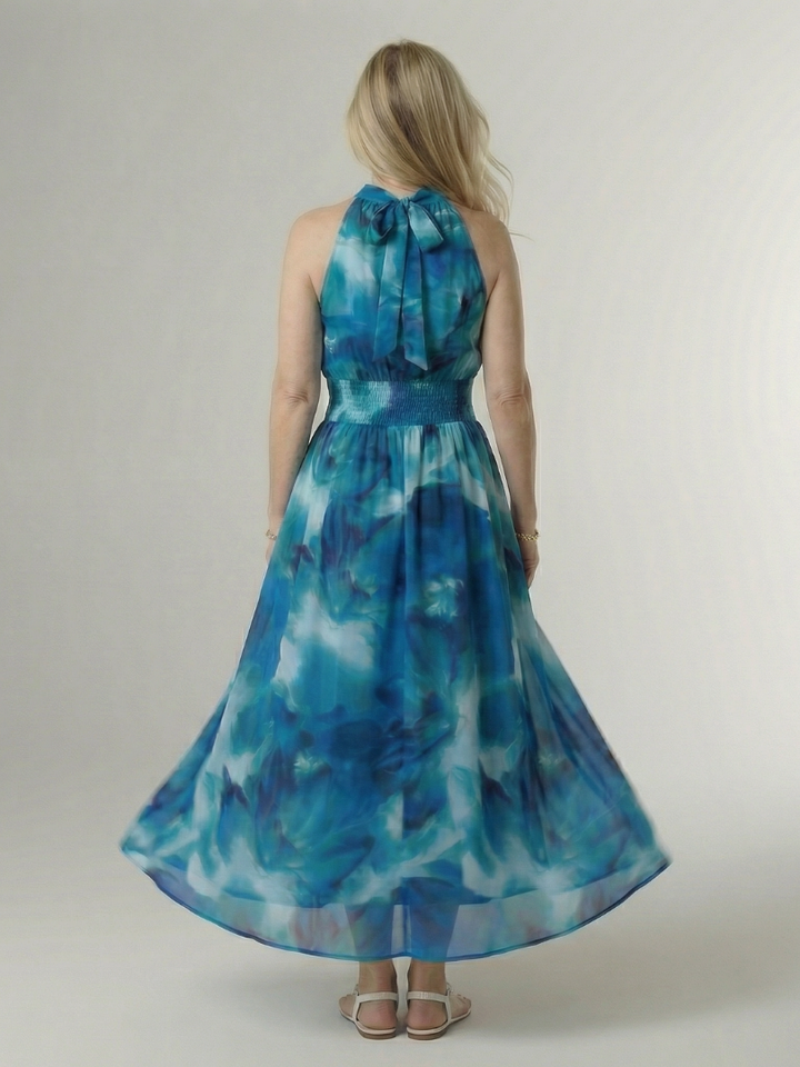 Sylin | Robe Midi à Encolure Halter Froncée