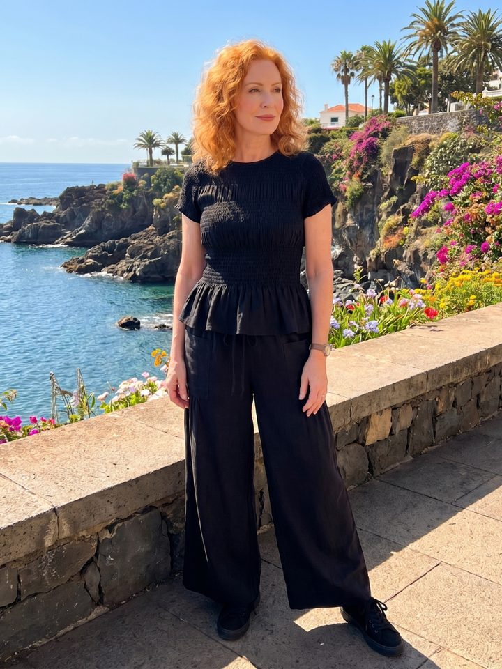 Eirenne | Haut à détails peplum et pantalon large