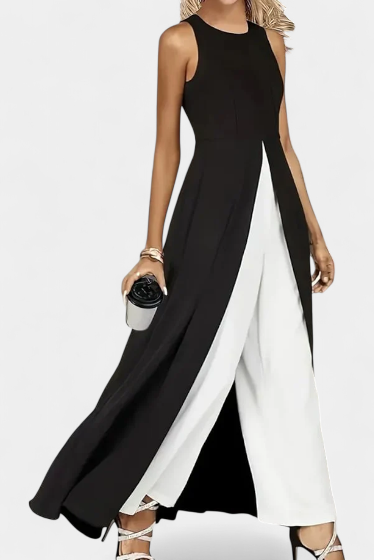 Alicia™ | Ensemble Bicolore Chic Sans Manches