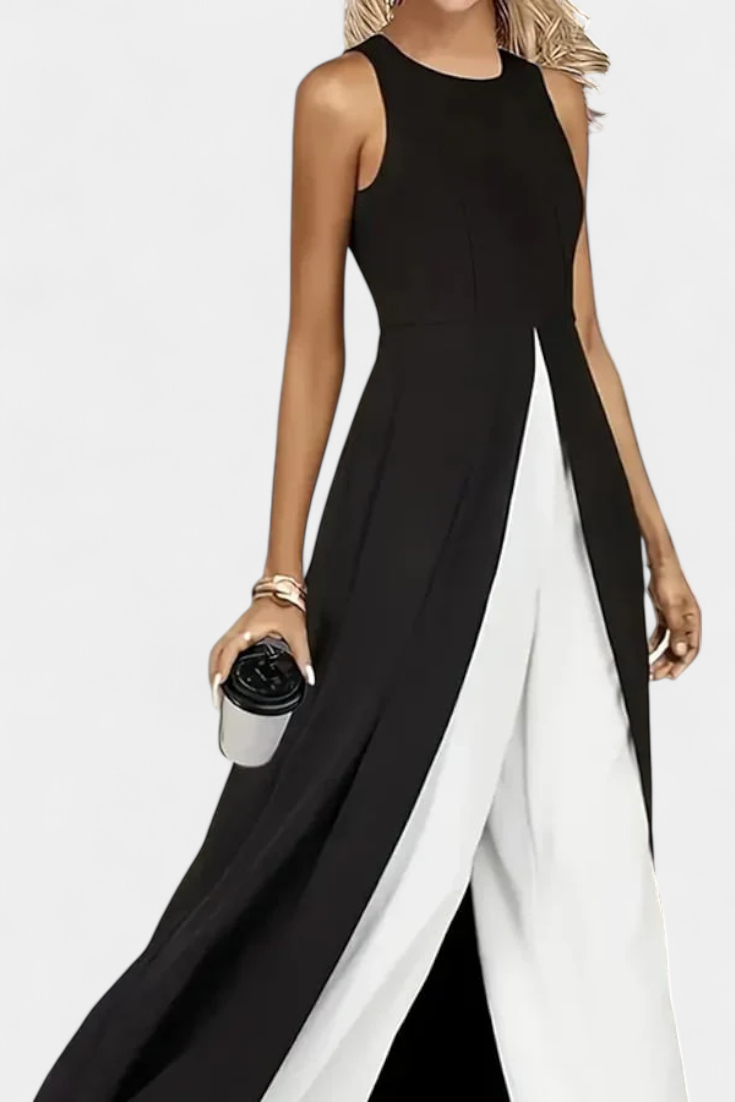 Alicia™ | Ensemble Bicolore Chic Sans Manches