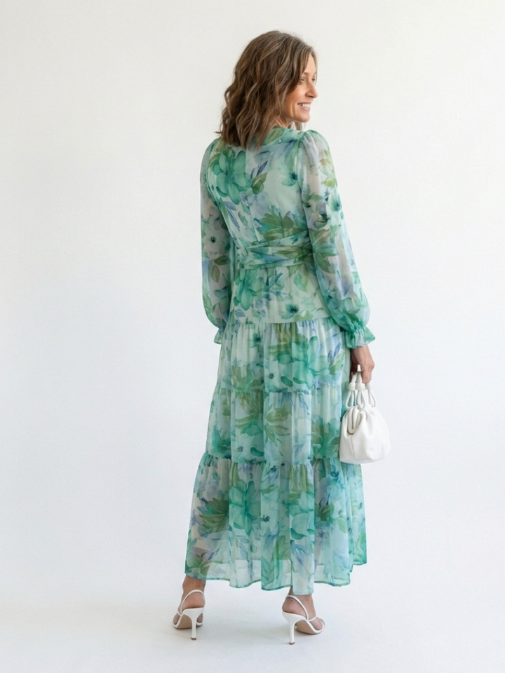 Althea | Robe Maxi Fleurie à Manches Longues