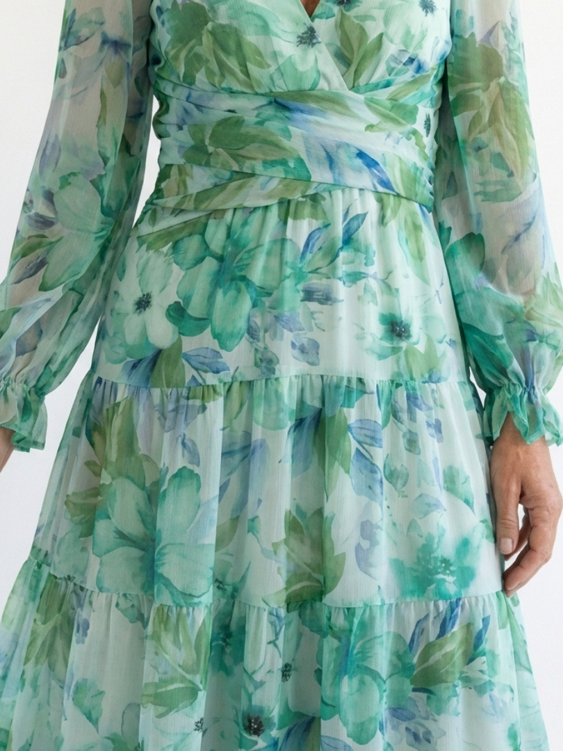 Althea | Robe Maxi Fleurie à Manches Longues