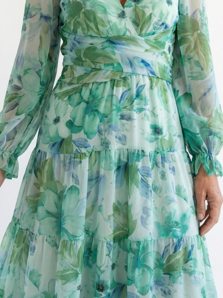 Althea | Robe Maxi Fleurie à Manches Longues