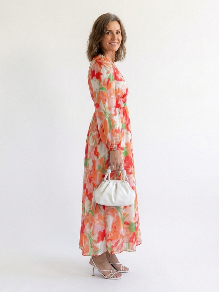 Althea | Robe Maxi Fleurie à Manches Longues
