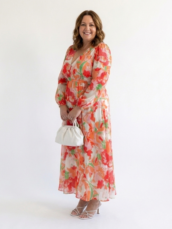 Althea | Robe Maxi Fleurie à Manches Longues