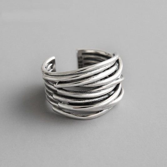 Bague Ajustable en Argent à Couches