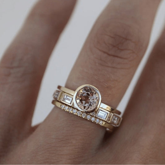 Bague vintage en zirconium doré