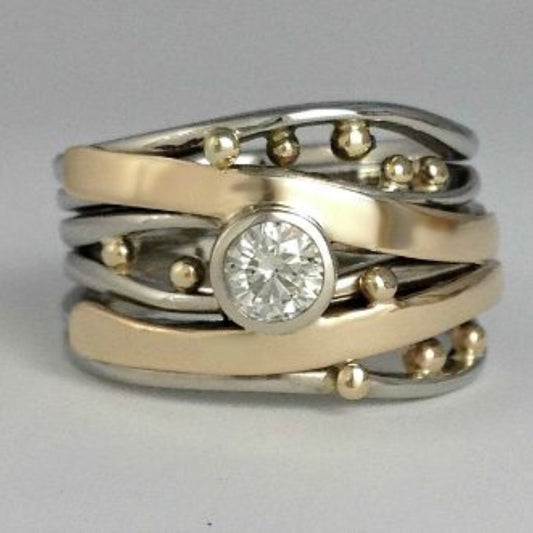 Royal - Bague en Zirkonia avec Incrustation en Or Vintage