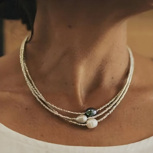 Collier vintage avec perles naturelles