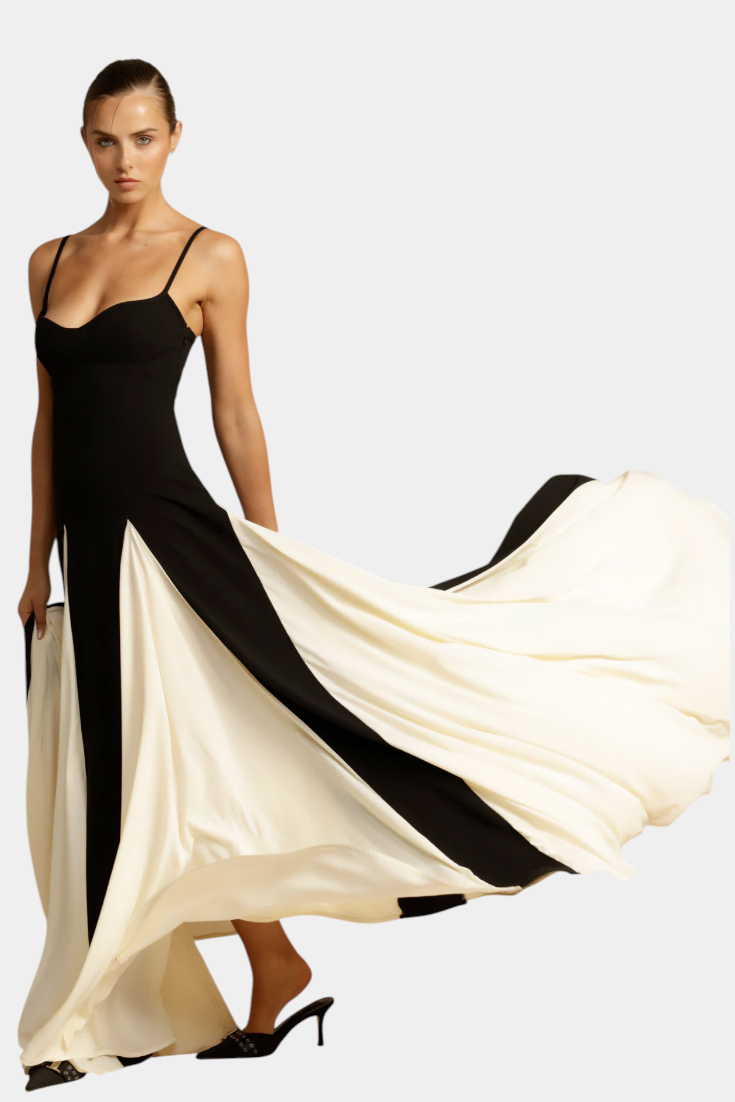 Catalina™ | Robe Longue Maxi Bicolore à Bretelles Fines