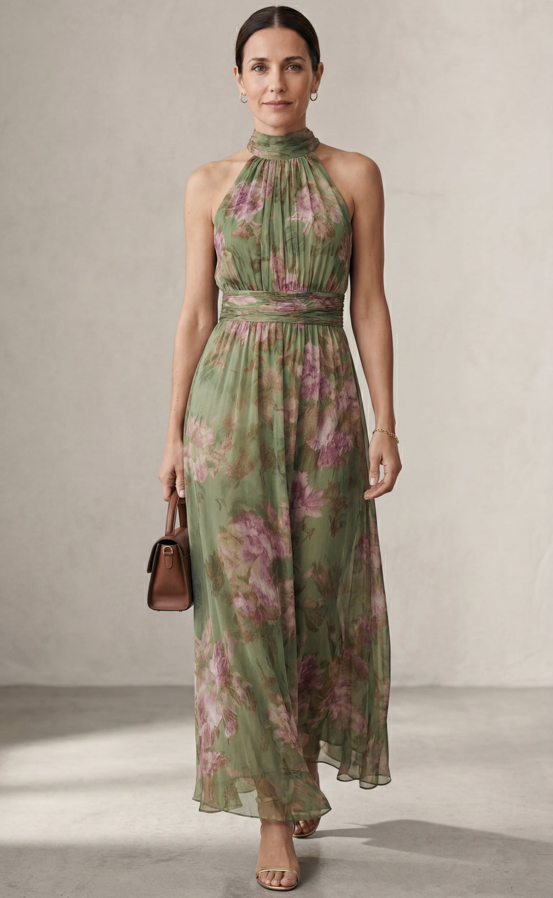 Livia™| Robe maxi halter florale élégante