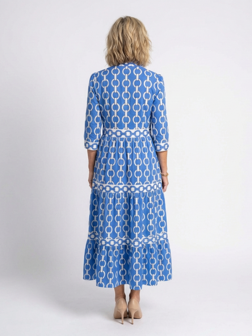 Ysolde | Robe midi à manches trois-quarts avec motif chaîne