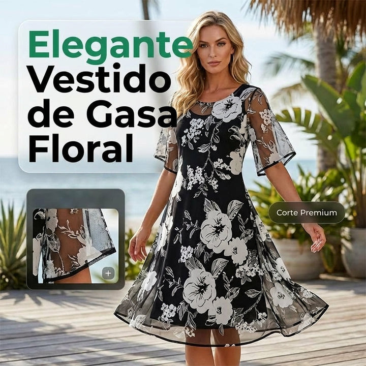 Elisa - Robe en chiffon floral élégante