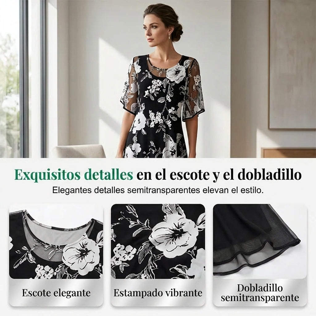 Elisa - Robe en chiffon floral élégante