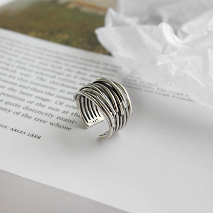 Bague Ajustable en Argent à Couches