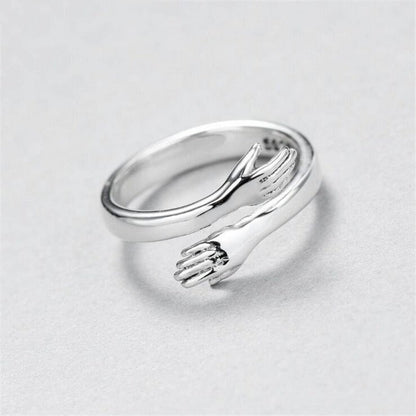 Bague d'étreinte ajustable en argent