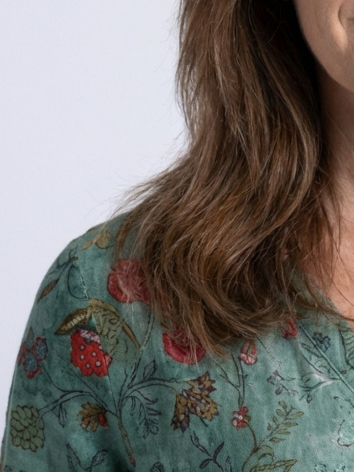 Marina | Robe Maxi à Manches Trois Quarts et Décolleté en V Floral