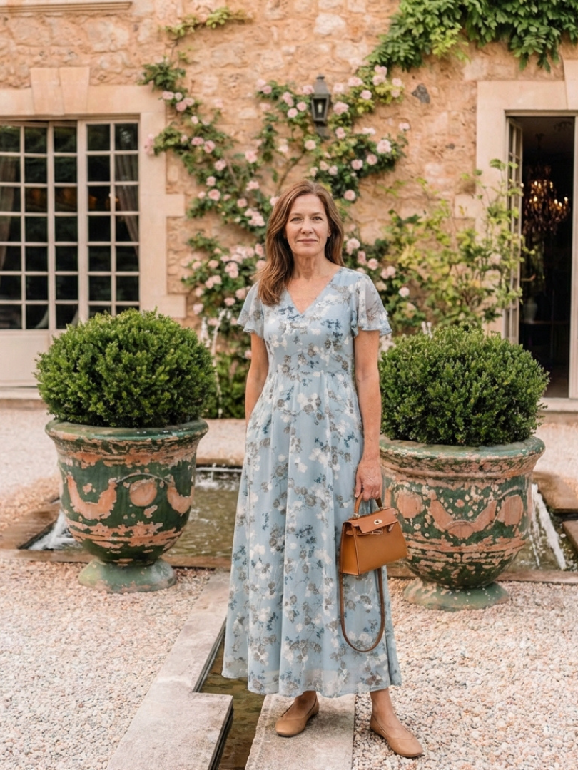 Ismeria | Robe Maxi en Chiffon Floral