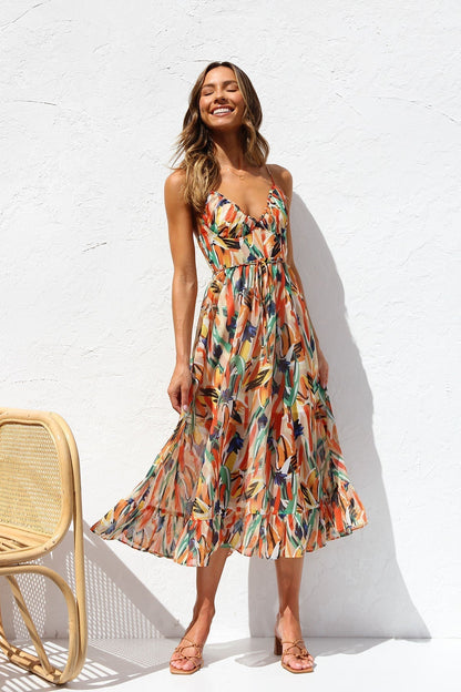 Leia™ | Robe Midi Imprimée Multicolore